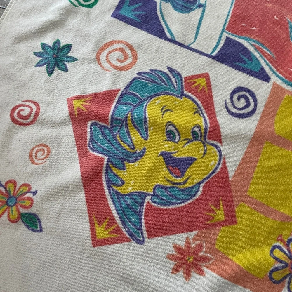 Disney Beach Towel OS White Vintage Little Mermaid Ariel 90s Retro Kidcore